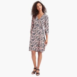 J Crew Pink floral crepe wrap dress